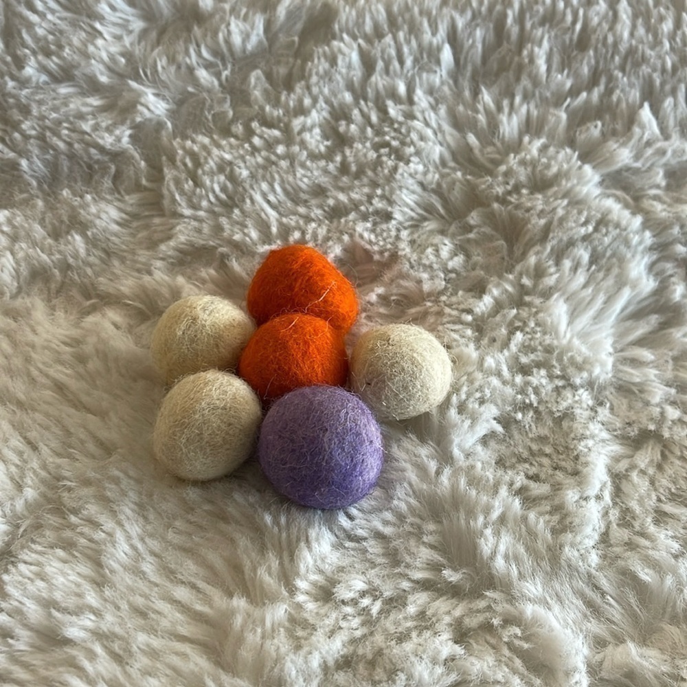 6 small felt balls for cats to play with great when adding cat nip over it
